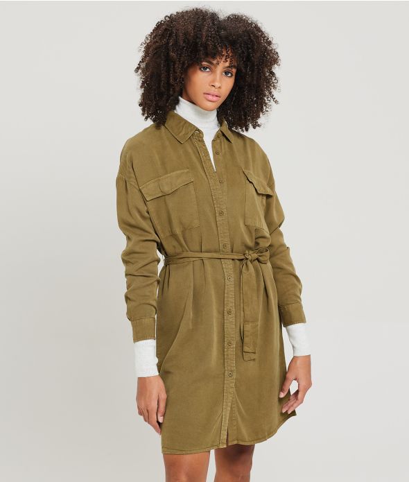 CYPRESS SHIRT DRESS, KHAKI