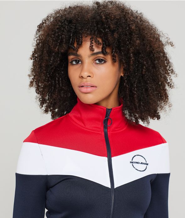 LIANE ZIP JOGGING TOP, DARK BLUE