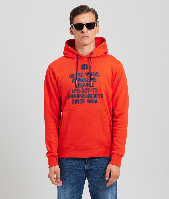 OSSIAN HOODIE JOGGING TOP, DARK ORANGE