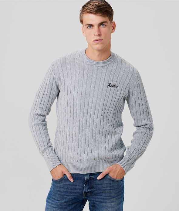 BANDIT KNIT SWEATER, GREY MELANGE