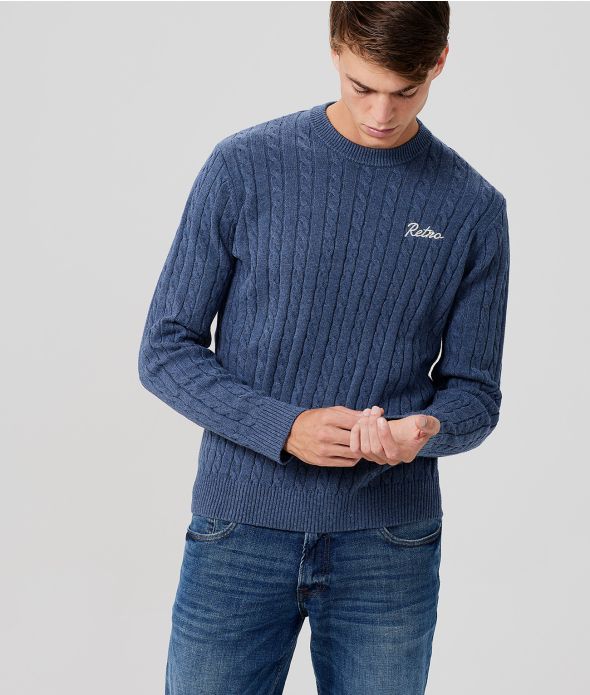 BANDIT KNIT SWEATER, NAVY BLUE