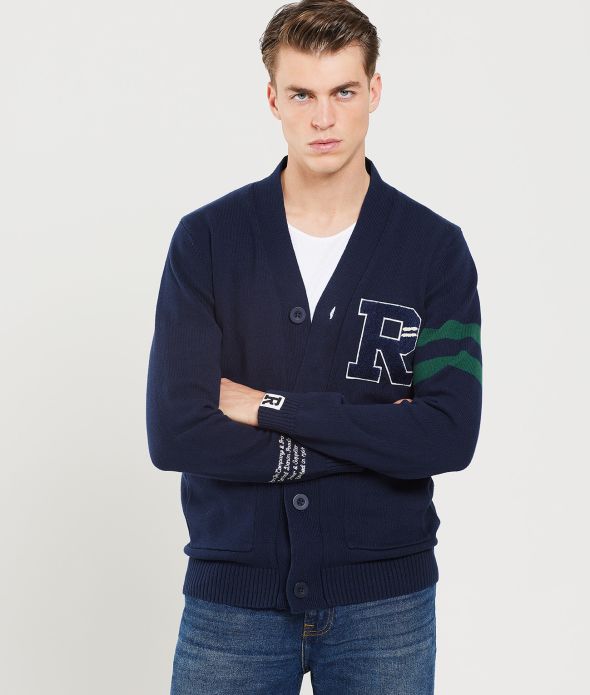 ROBERTSON KNIT CARDIGAN, DARK BLUE