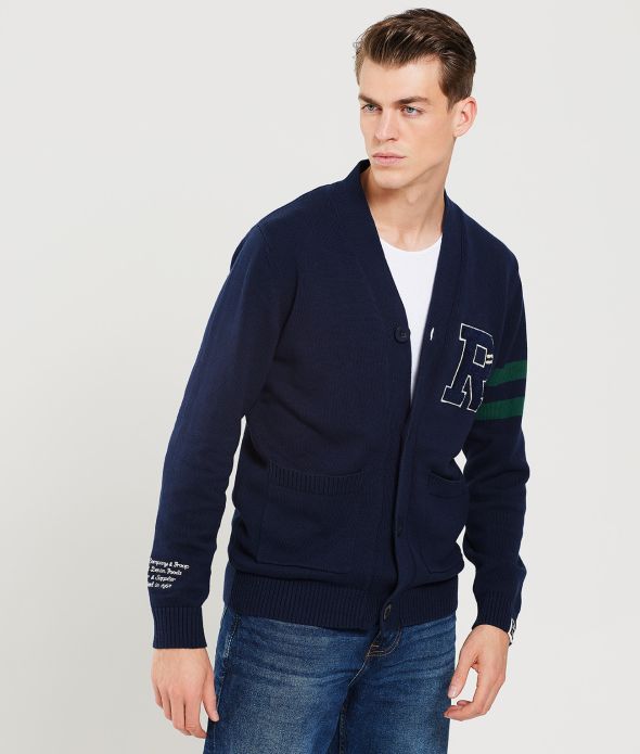 ROBERTSON KNIT CARDIGAN, DARK BLUE