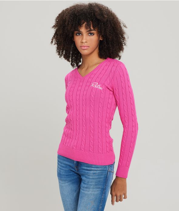 ROSEVILLE V 23 SWEATER, MAGENTA