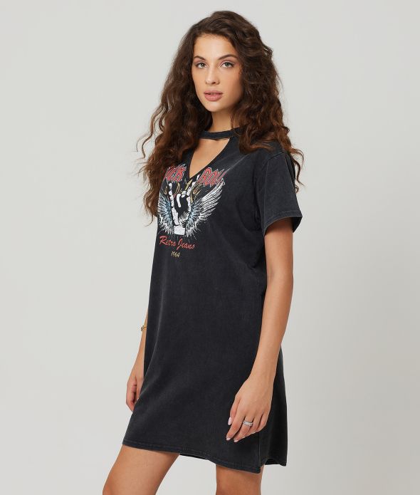 ALPINE TUNIC DRESS, BLACK