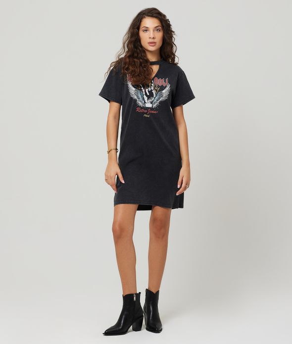 ALPINE TUNIC DRESS, BLACK