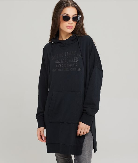 PINE HOODIE DRESS, BLACK