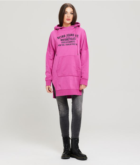 PINE HOODIE DRESS, FUXIA