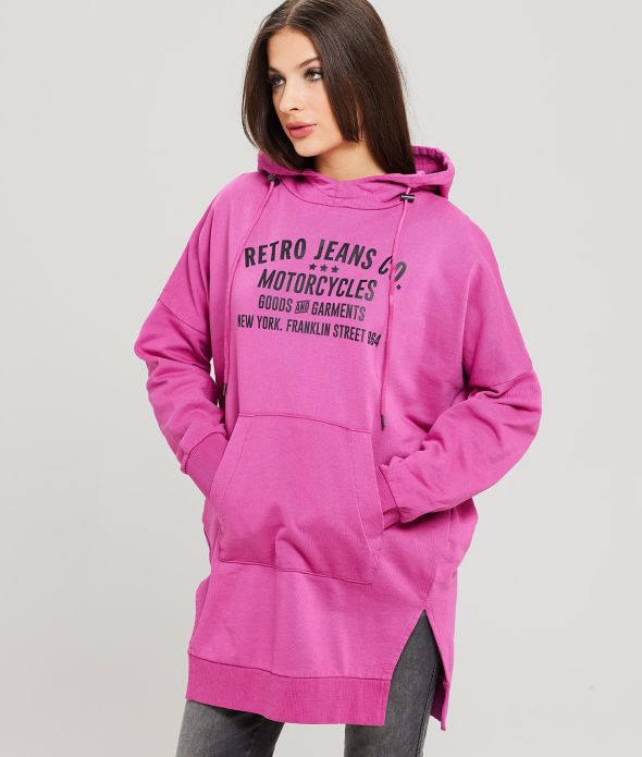 PINE HOODIE DRESS, FUXIA