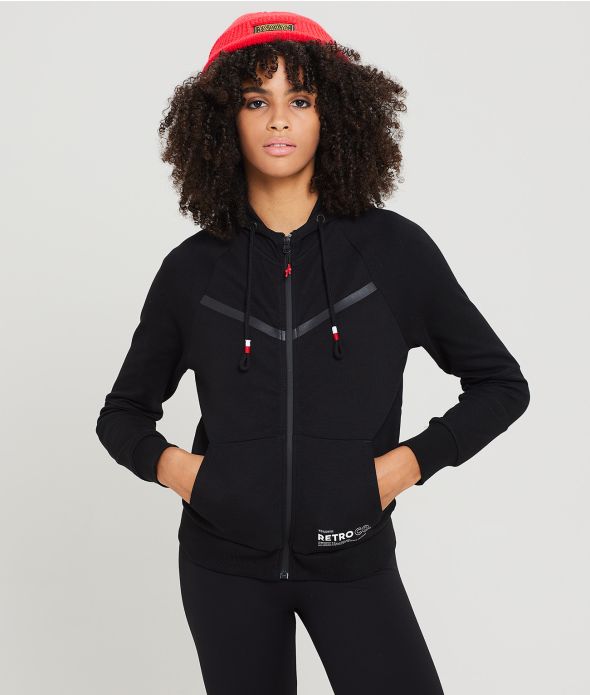 KHAYA ZIP JOGGING TOP, BLACK