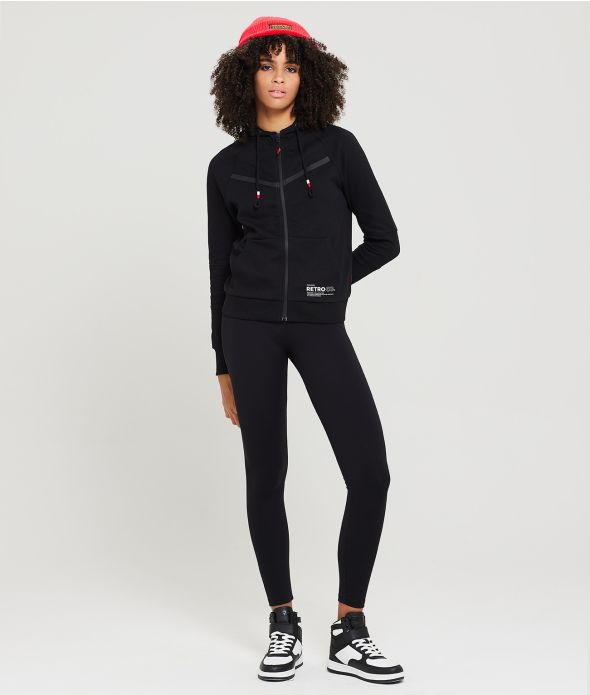 KHAYA ZIP JOGGING TOP, BLACK