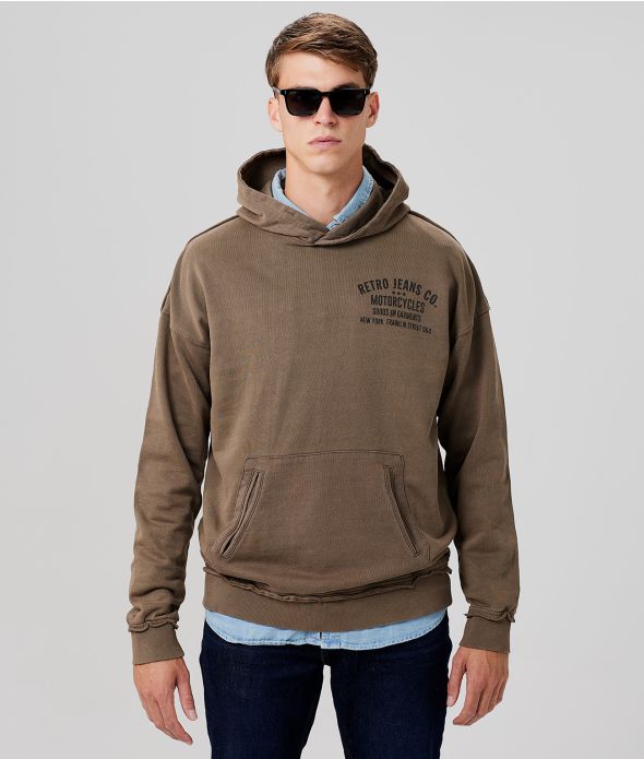 HARLEY HOODIE JOGGING TOP, KHAKI