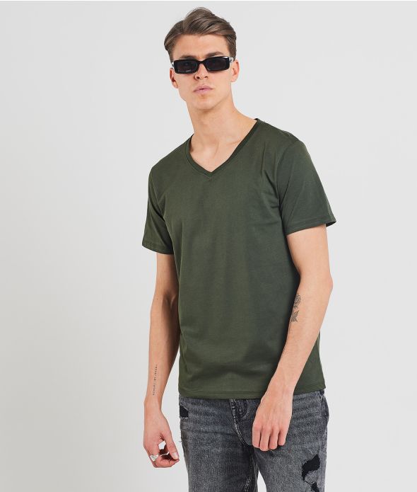 KALEN V NECK T-SHIRT, KHAKI