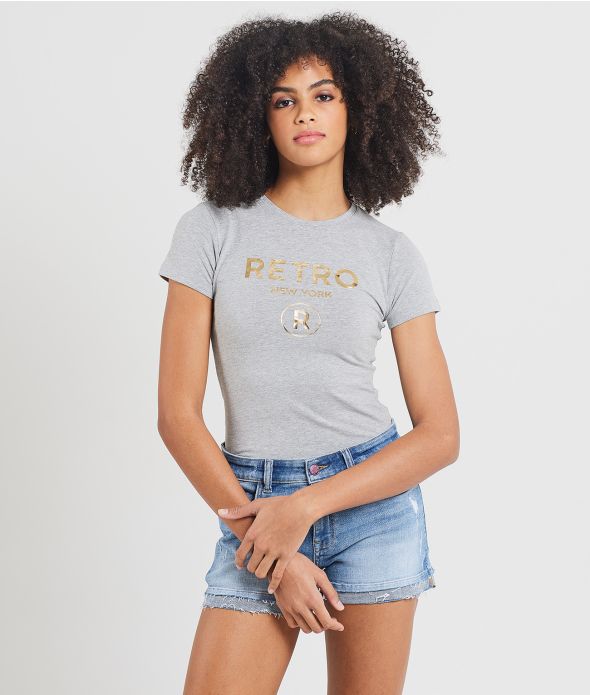 LINA T-SHIRT, LIGHT GREY MELANGE
