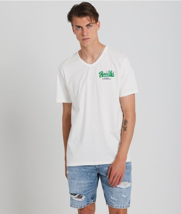 ASHEVILLE V-NECK T-SHIRT, OFFWHITE