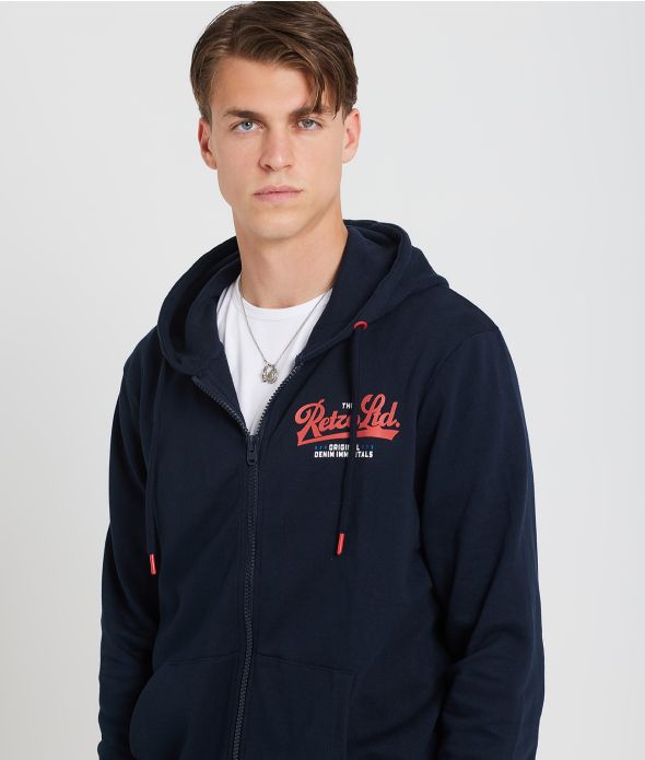 ASHEVILLE ZIP HOODIE JOGGING TOP, BLUE BLACK