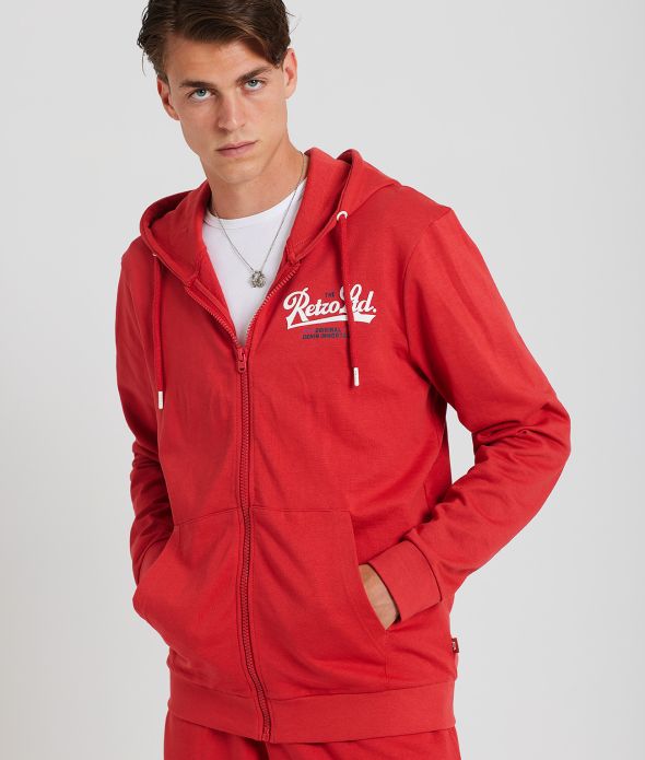 ASHEVILLE ZIP HOODIE JOGGING TOP, RED