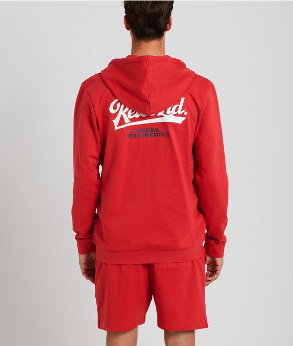 ASHEVILLE ZIP HOODIE JOGGING TOP, RED