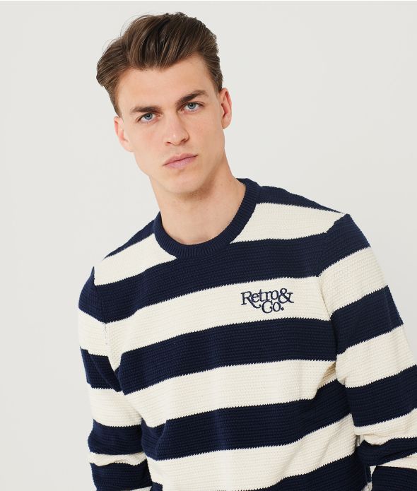 ATLANTIS SWEATER KNITWEAR, DARK BLUE-WHITE