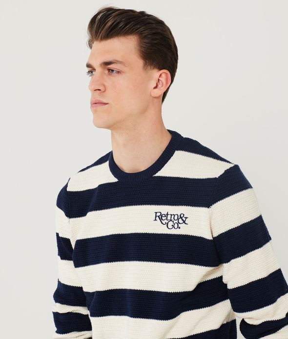 ATLANTIS SWEATER KNITWEAR, DARK BLUE-WHITE