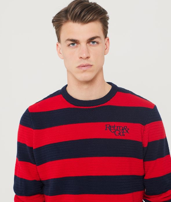 ATLANTIS SWEATER KNITWEAR, RED-DARK BLUE