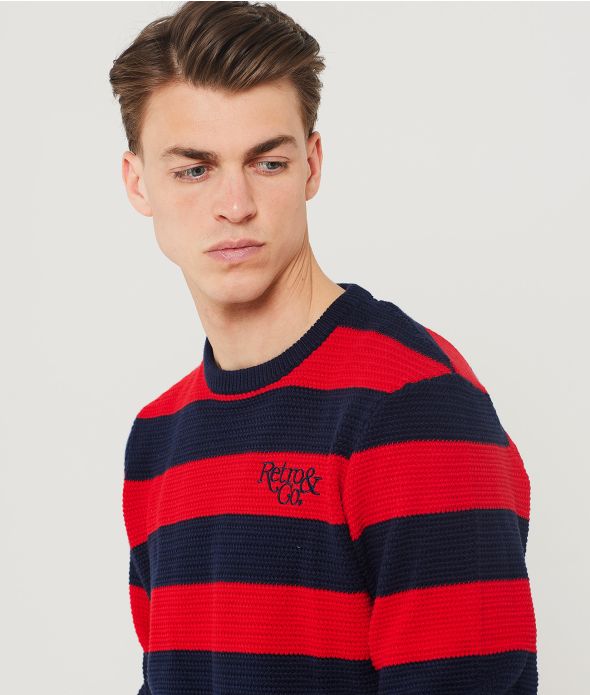 ATLANTIS SWEATER KNITWEAR, RED-DARK BLUE