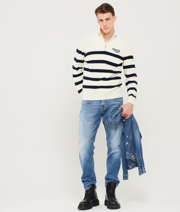 CASPIAN FÉRFI KÖTÖTT PULÓVER, TÖRTFEHÉR