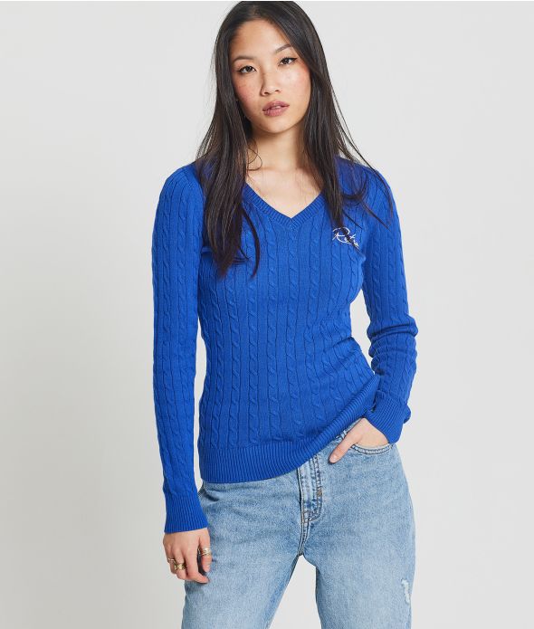 ROSEVILLE V SWEATER KNITWEAR, BLUE