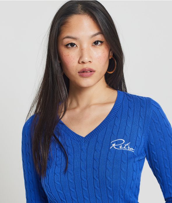 ROSEVILLE V SWEATER KNITWEAR, BLUE