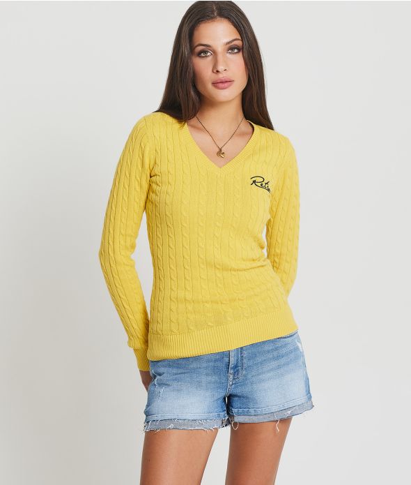 ROSEVILLE V SWEATER KNITWEAR, YELLOW