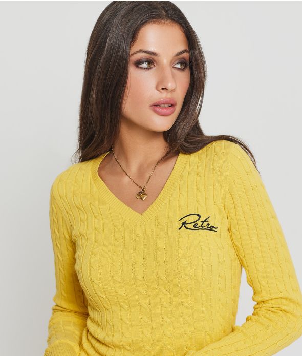 ROSEVILLE V SWEATER KNITWEAR, YELLOW