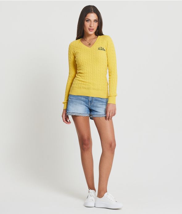 ROSEVILLE V SWEATER KNITWEAR, YELLOW