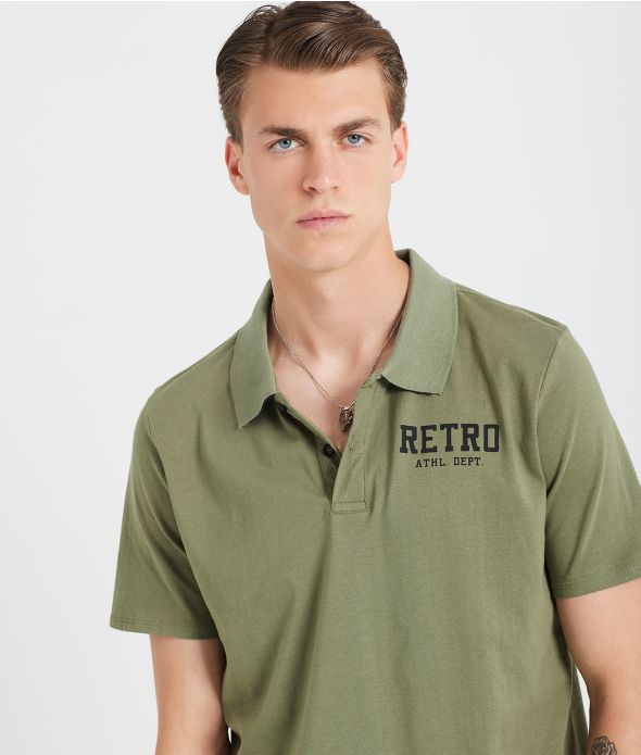 LUCKY FÉRFI GALLÉROS PÓLÓ, KHAKI
