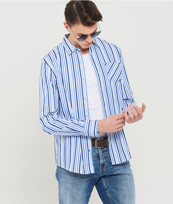 ENZO SHIRT, BLUE-WHITE