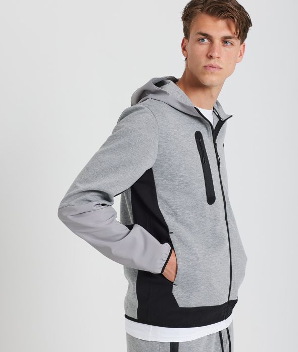 BOSCO ZIP HOODIE JOGGING TOP, GREY MELANGE