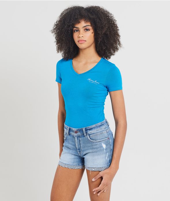 BELLAROSE V NECK T-SHIRT, BLUE