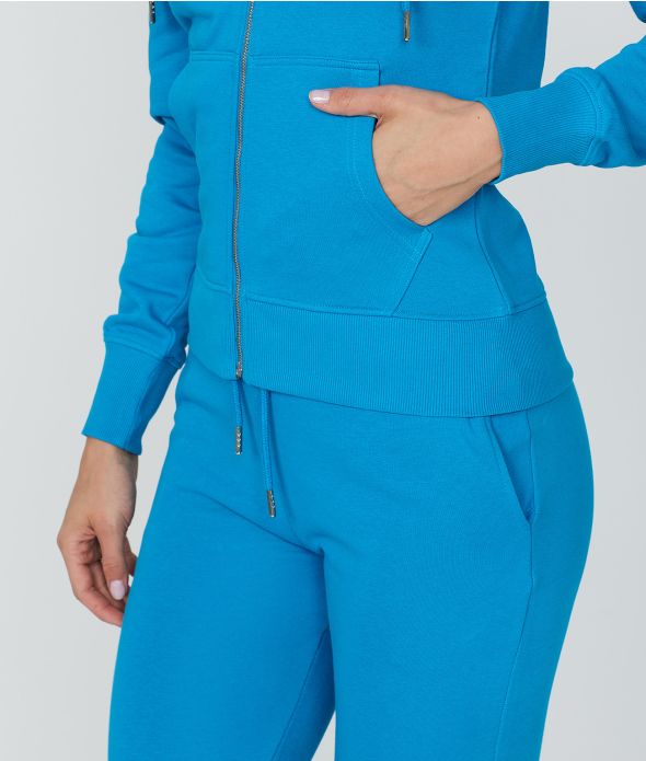 BELLAROSE ZIP HOODIE JOGGING TOP, BLUE