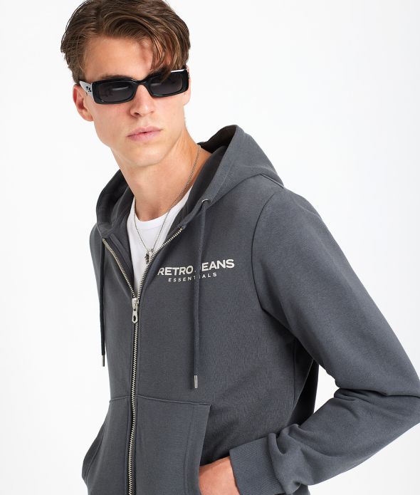 ALISTAIR ZIP HOODIE JOGGING TOP, GREY