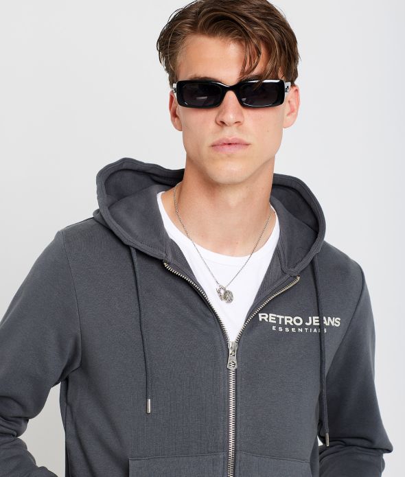 ALISTAIR ZIP HOODIE JOGGING TOP, GREY