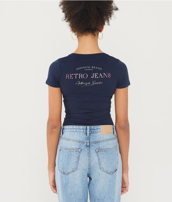 LIV V NECK T-SHIRT, DARK BLUE