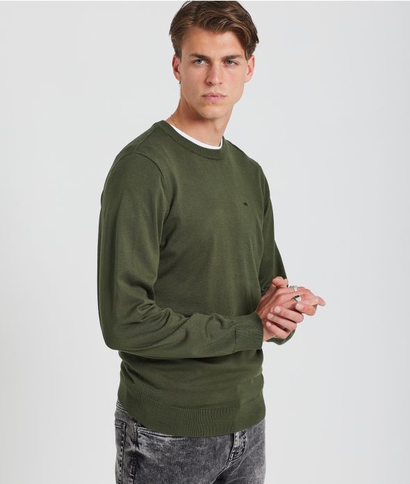 AMBROSE FÉRFI KÖTÖTT PULÓVER, KHAKI