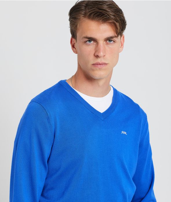 EMMETT V FÉRFI KÖTÖTT PULÓVER, KÉK