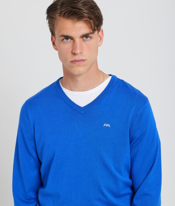 EMMETT V FÉRFI KÖTÖTT PULÓVER, KÉK