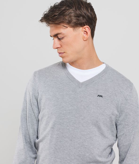 EMMETT V KNITWEAR, GREY MELANGE