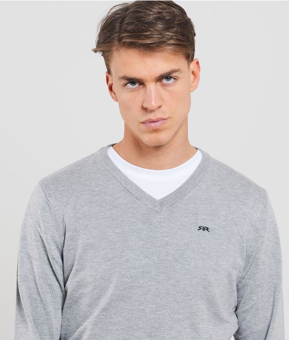 EMMETT V KNITWEAR, GREY MELANGE