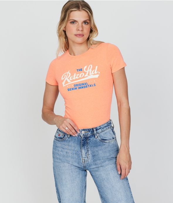 LUISIANA T-SHIRT, NEON CORAL MELANGE