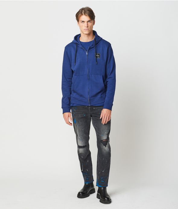 GONZALO ZIP HOODIE JOGGING TOP, BLUE