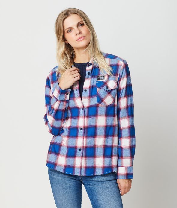 KRISTEN BLOUSE, BLUE CHECKS