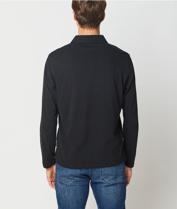 ACEY FÉRFI HOSSZÚ UJJÚ GALLÉROS PÓLÓ, FEKETE