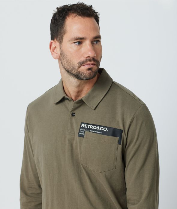 ACEY FÉRFI HOSSZÚ UJJÚ GALLÉROS PÓLÓ, KHAKI